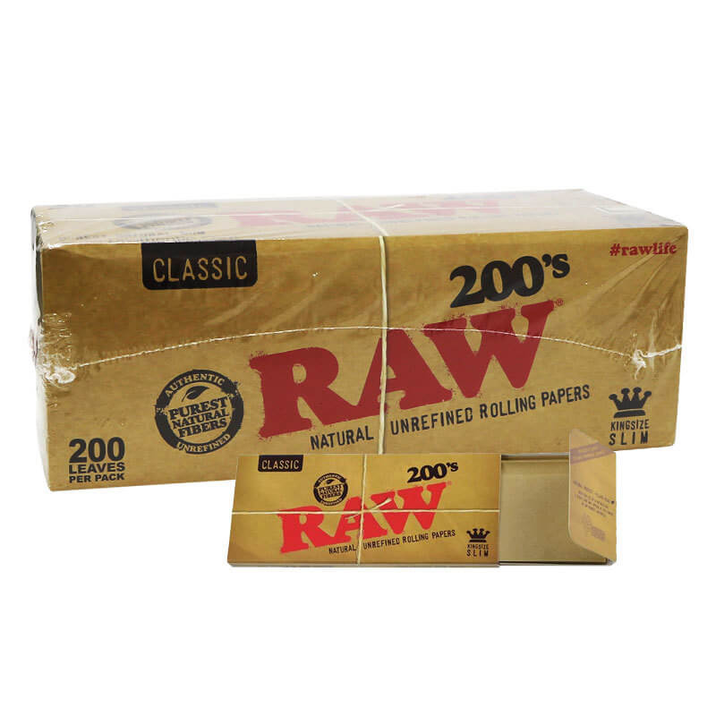 RAW Classic 200's Rolling Papers | King Size Slim | 40 Count Display product image