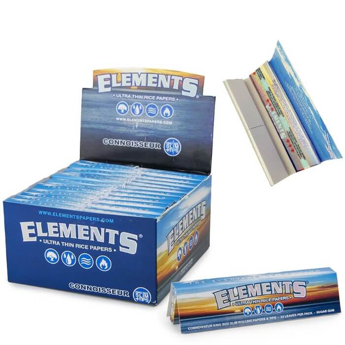 Elements Connoisseur Ultra Thin Rice Rolling Papers | King Size with Slim Tips | 24 Pack product image