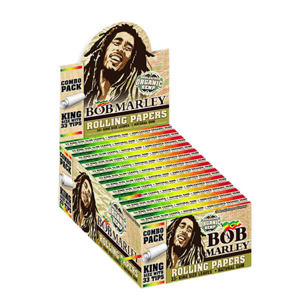 Bob Marley Organic Rolling Papers | King Size with Tips | 24 Pack Display product image