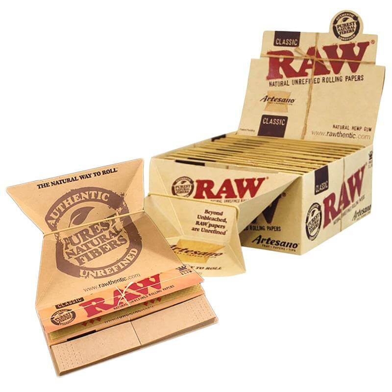 RAW Artesano Classic Rolling Papers & Tips | King Size Slim | 15 Count Display product image