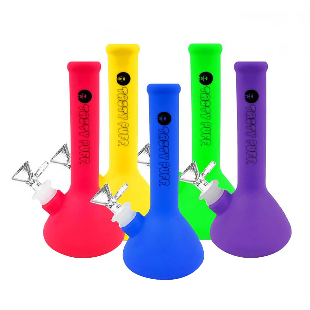 Tasty Puff Silicone Mini Beaker Waterpipe | 7.5 inch | Assorted Colors product image