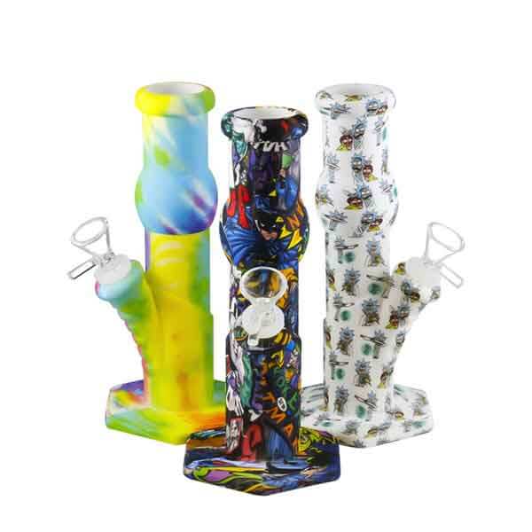 Silicone Hexagone Character Waterpipe | 9 inch | Assorted Design product image
