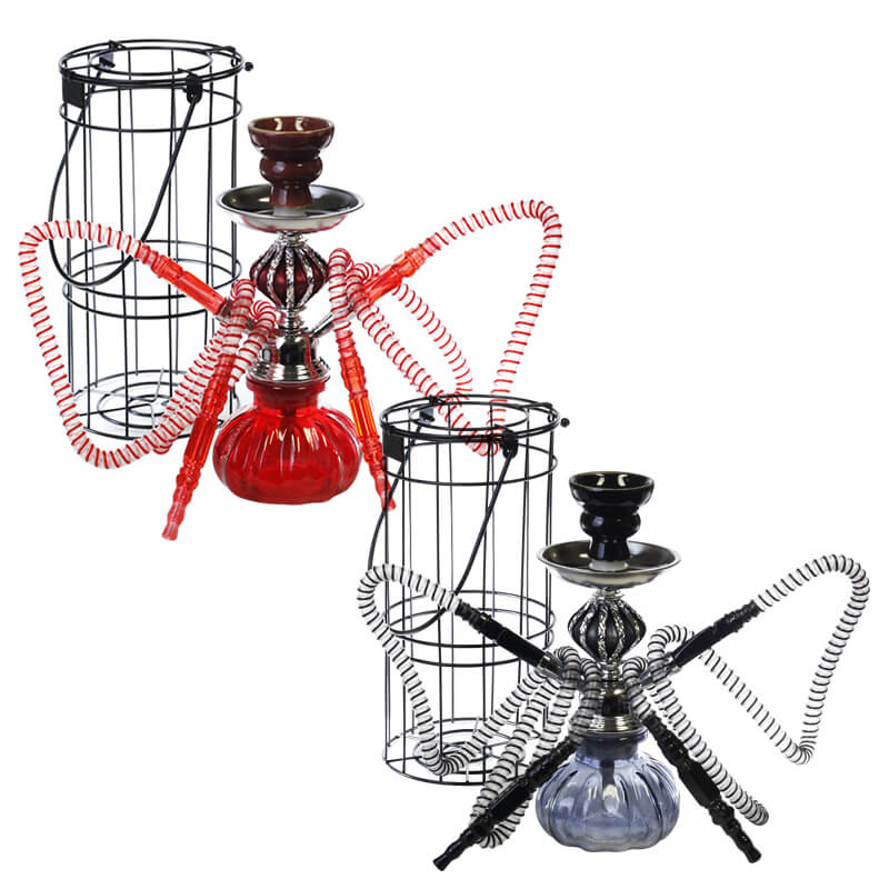 Zebra Taj-Mahal Pumpkin Hookah With Cage | 2 Hose | 10 inch | Assorted Colors product image