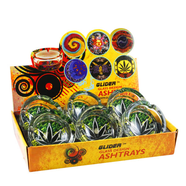 Glider Glass Design Ashtrays | 6 Count Display - image 1 of 2