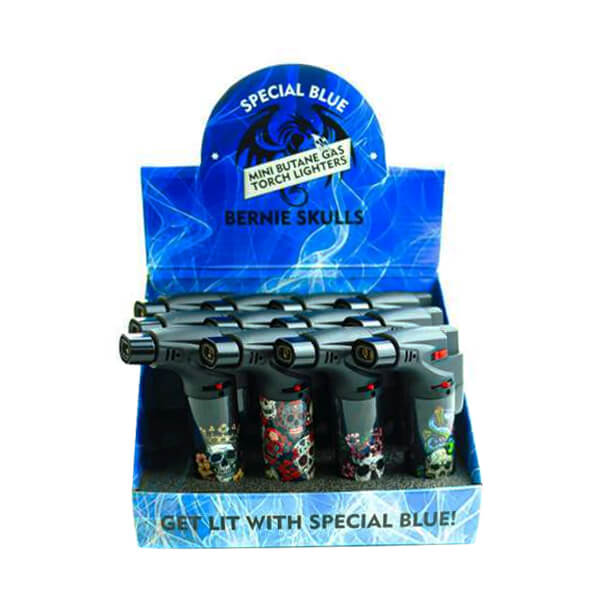Special Blue Bernie Skulls & Rose Dual Torch Lighter (LT-125) | 12 Count Display product image